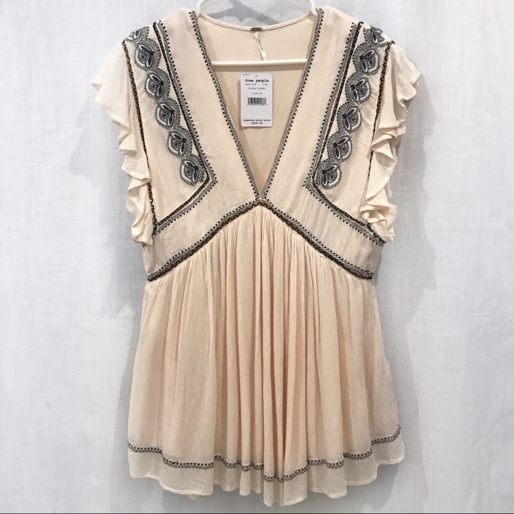 NWT Free People embroidered tunic top - Si…